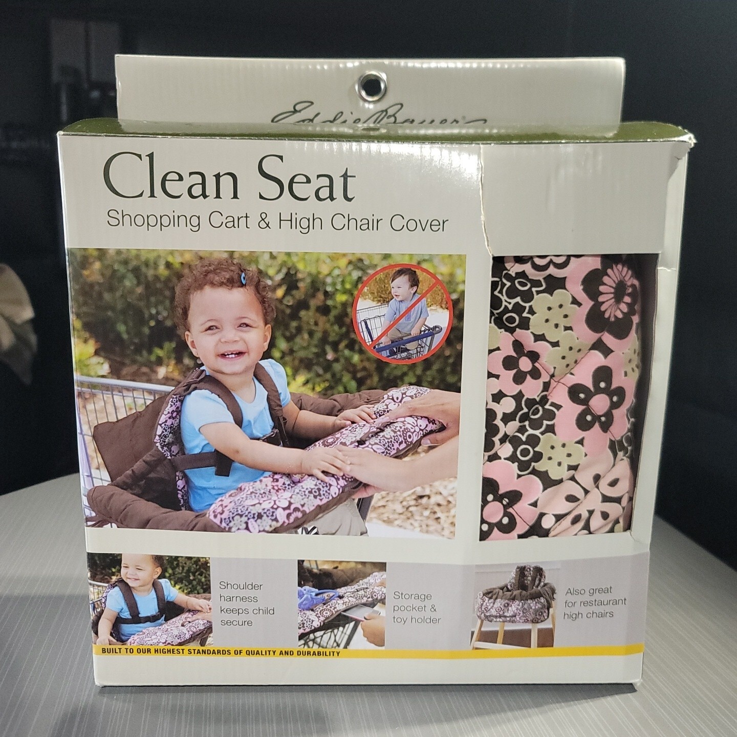 Eddie Bauer Pink and Brown Floral Clean Seat Shopping Cart and High Chair Cover