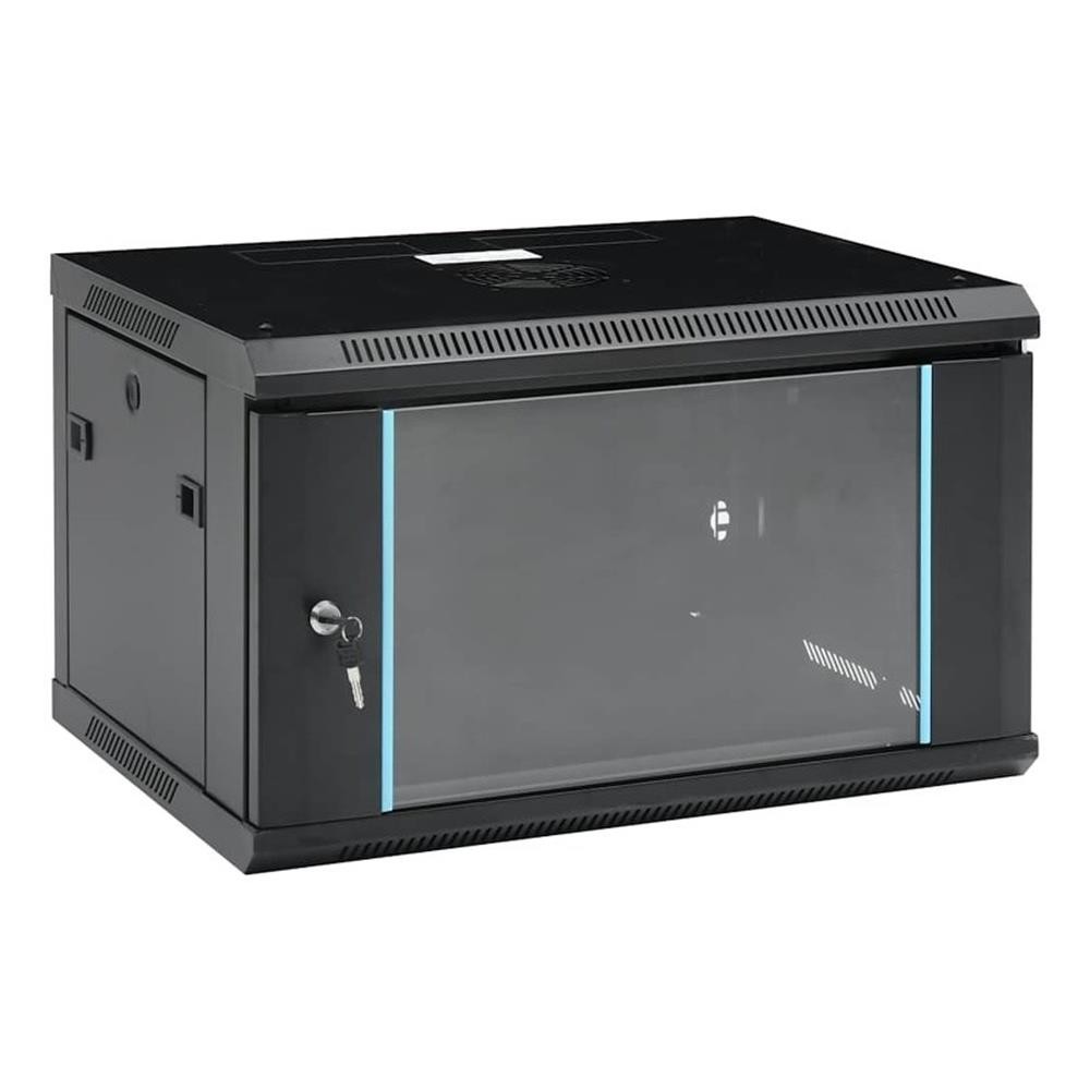 Bowery Hill Contemporary 19" 6U Wall Mounted Network Cabinet in Black