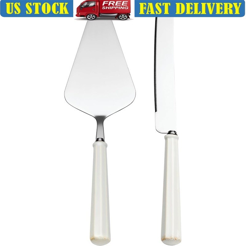 Stainless Steel Cake Knife & Server Set Hand Wash Only 11.75 Inch Imported New