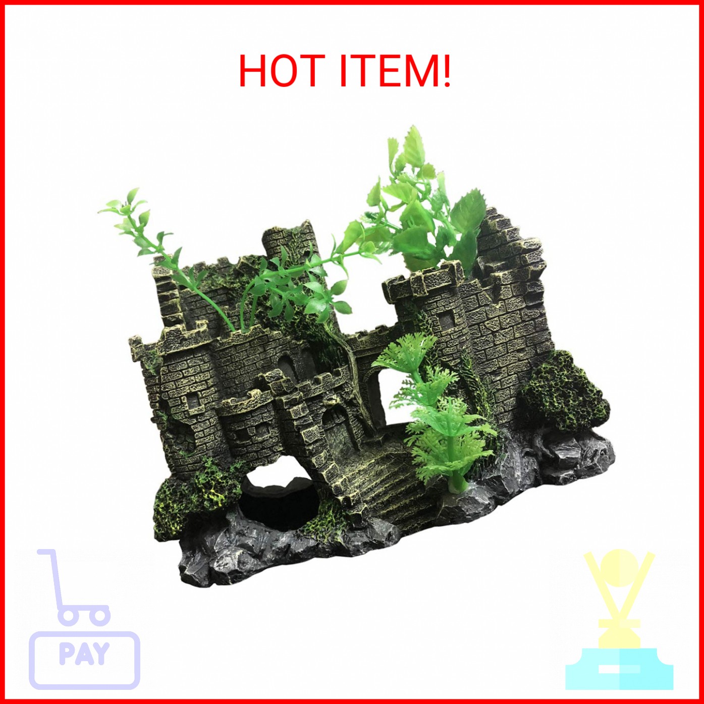 SLOCME Aquarium Medieval Resin Castle Decoration - Realistic Fish Tank Castle Ac