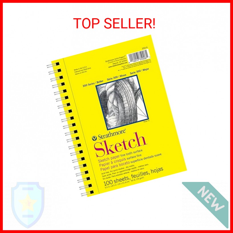 Strathmore 300 Series Sketch Pad, 5.5x8.5 inch, 100 Sheets, Side Wire - Artist S