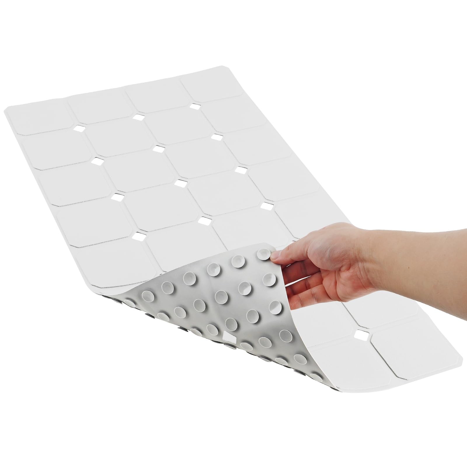 Bathtub Mat Non Slip 15" x 28" Silicone x (Rectangular), White 