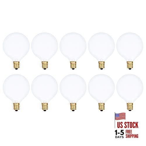  Small Globe G16.5 Round Bulb 40W E12 Candelabra Base (10 Pack) for 