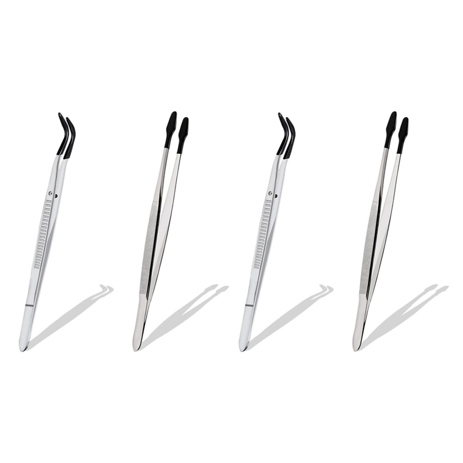 4 Pcs of Rubber Tip Tweezers Set for Craft Laboratory Industrial Hobby3450