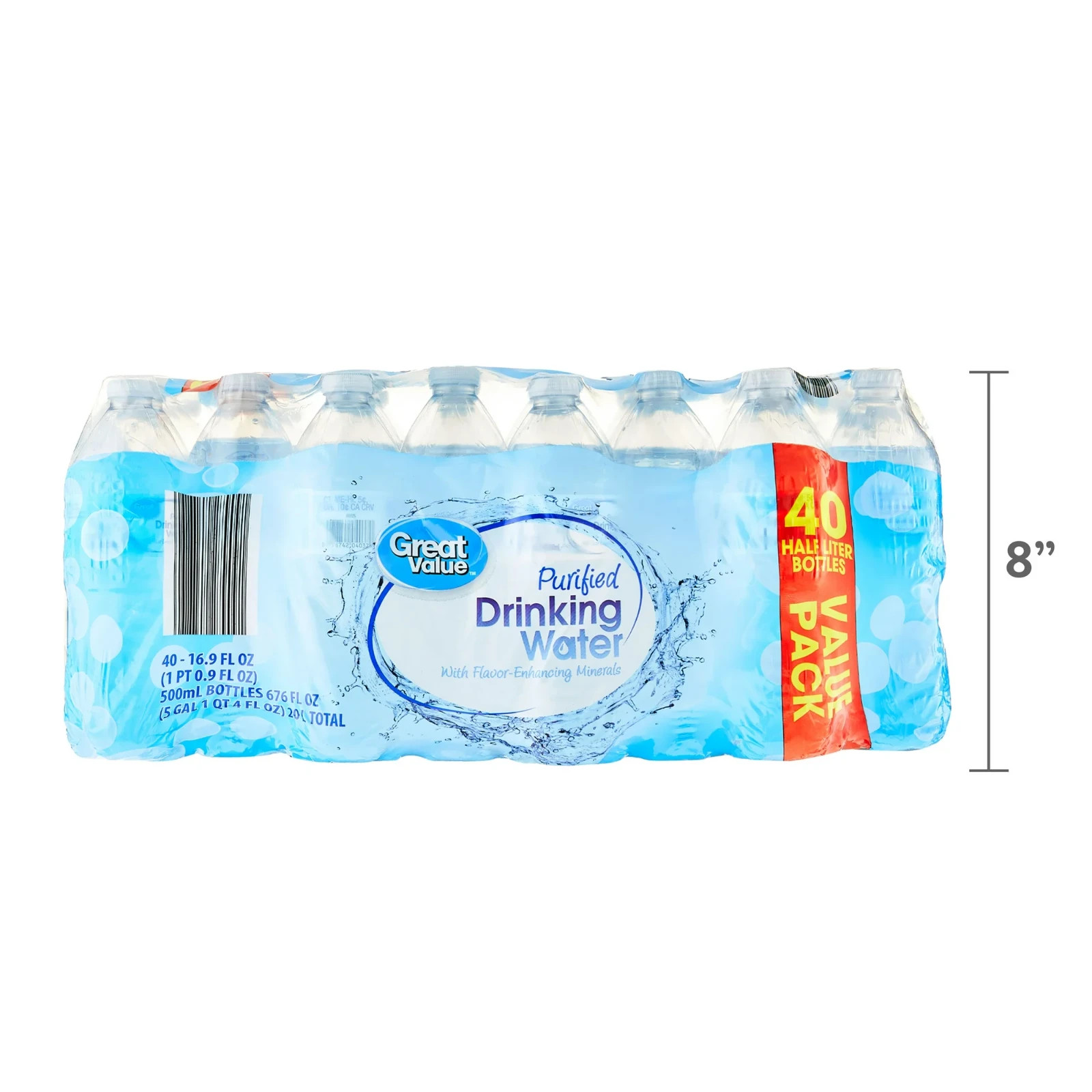 Great Value Purified Drinking Water, 16.9 fl oz Bottles, 40 Count Pack