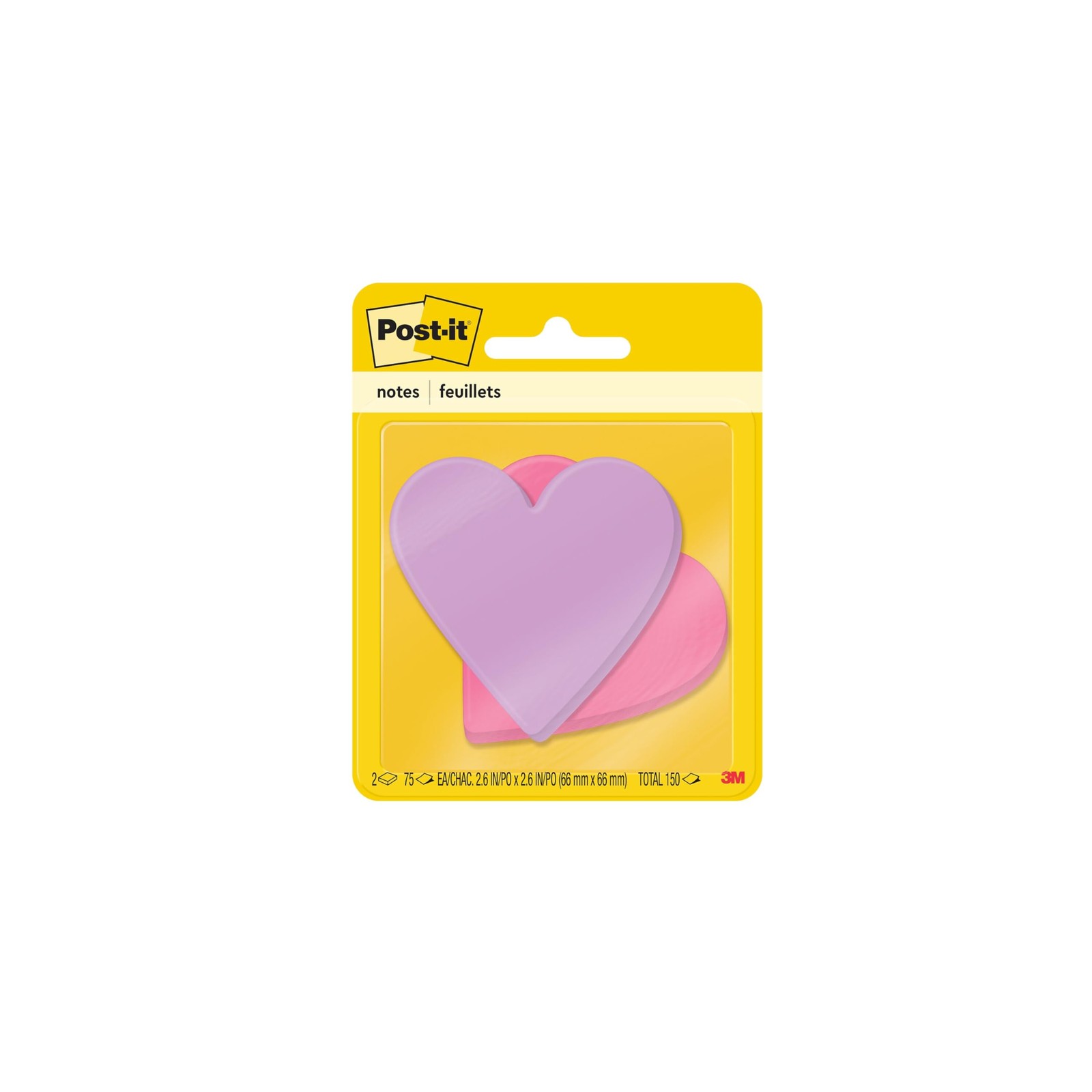 Post-it Notes, Heart Shape, 0.8" x 4.7", Assorted Colors,blue,pink,purple 