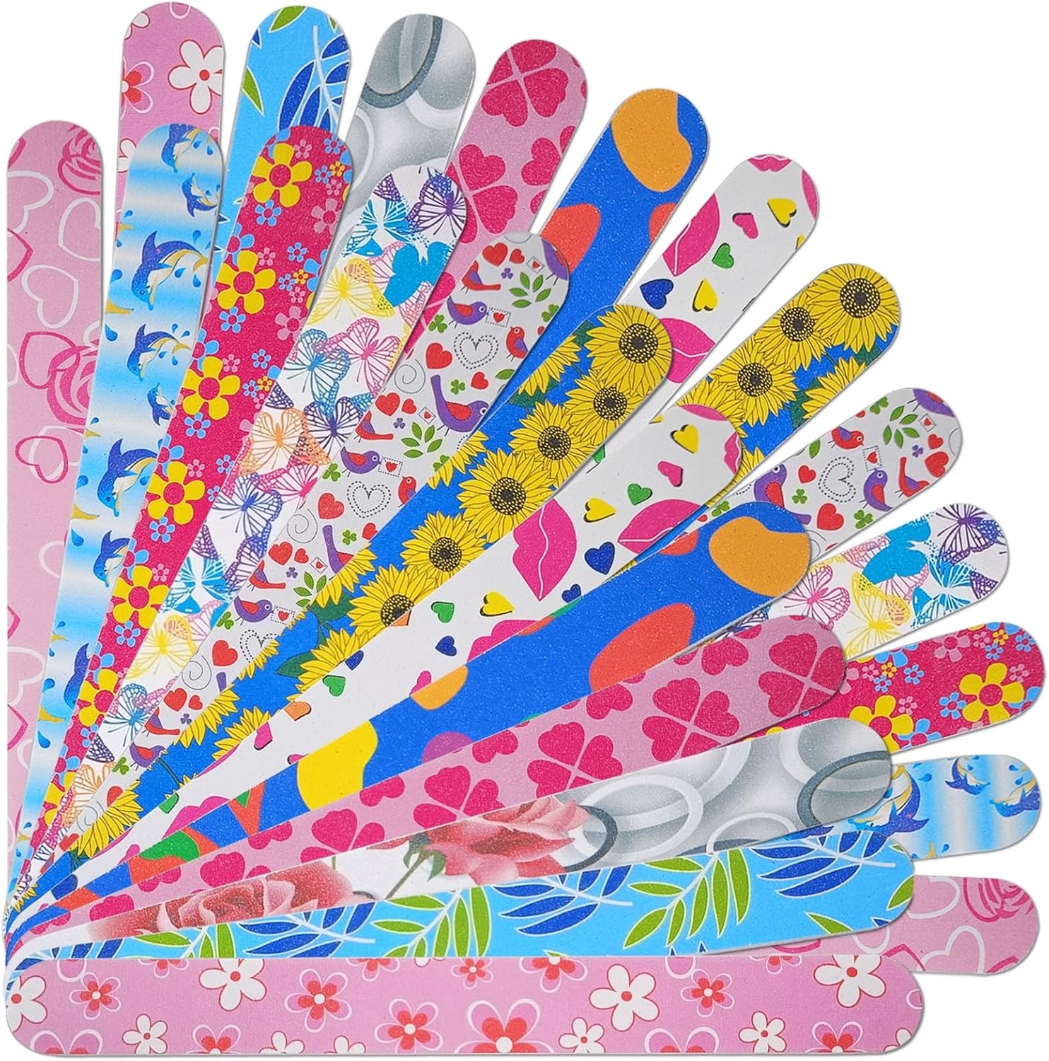 Nail Files (24 Pack), Colorful Emery Board Nail File for Natural Nails Double Si