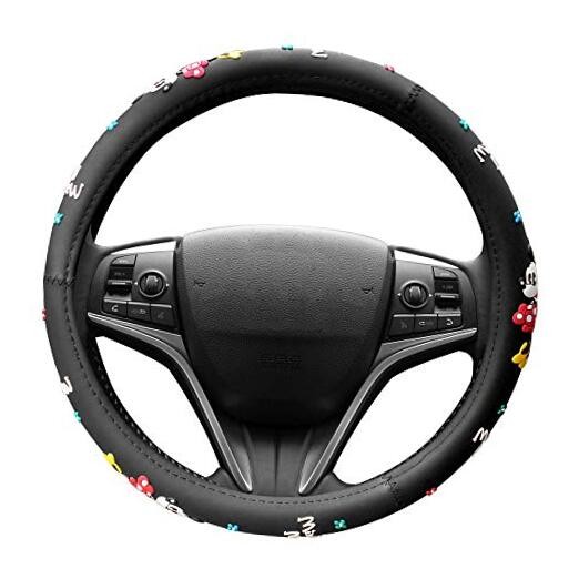  Silicone 3D Molded Design - Checker Auto Car Steering Wheel Cover - Black - 