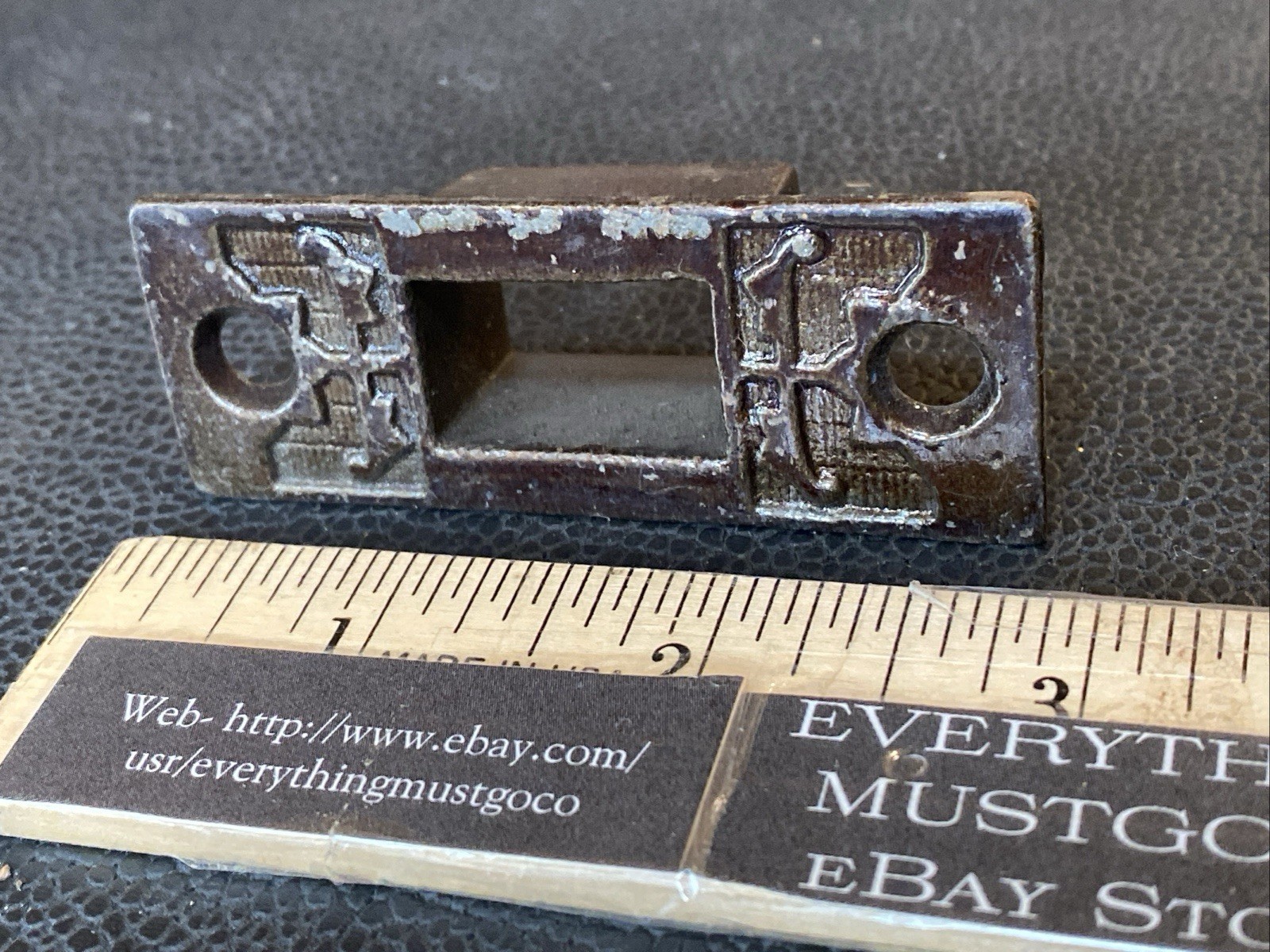 1872 Patent Antique Eastlake Slide Bolt Latch Keeper Catch Cast Iron Victorian