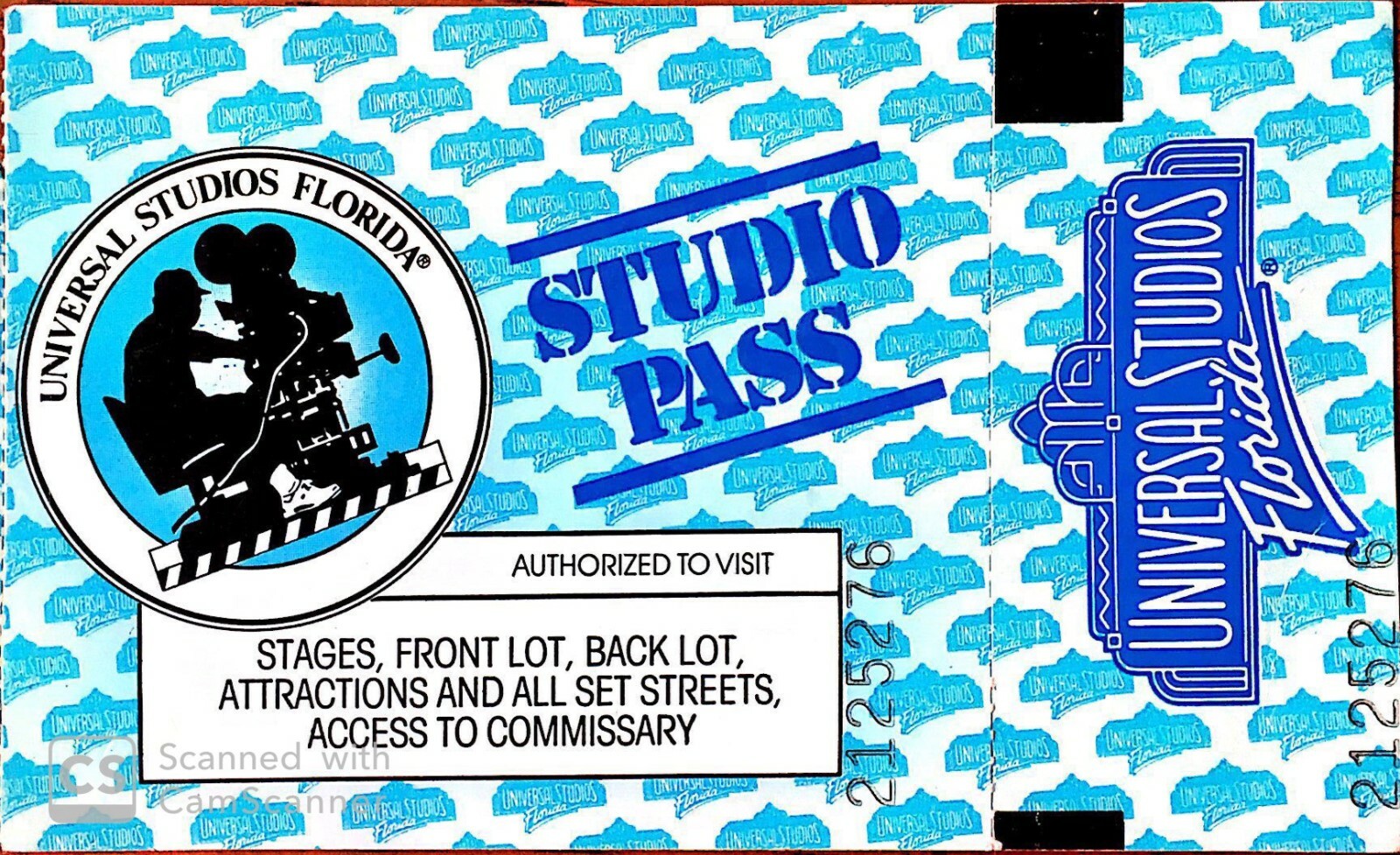 Vintage Universal Studios Studio Pass (still valid from the year 1990) 1 day pas