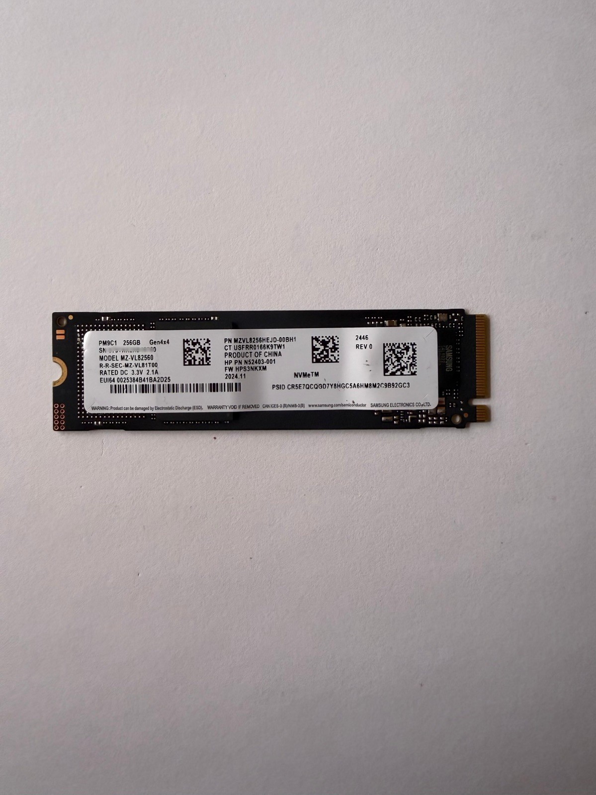 SAMSUNG 256GB SSD - PM9C1 M.2 2280 NVMe PCIe Gen4x4 MZ-VL82560 - MZVL8256HEJD