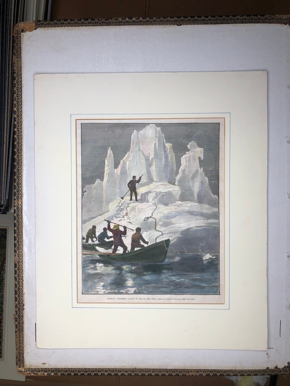 1886 Fishermen Laying In Ice Hand Colored
