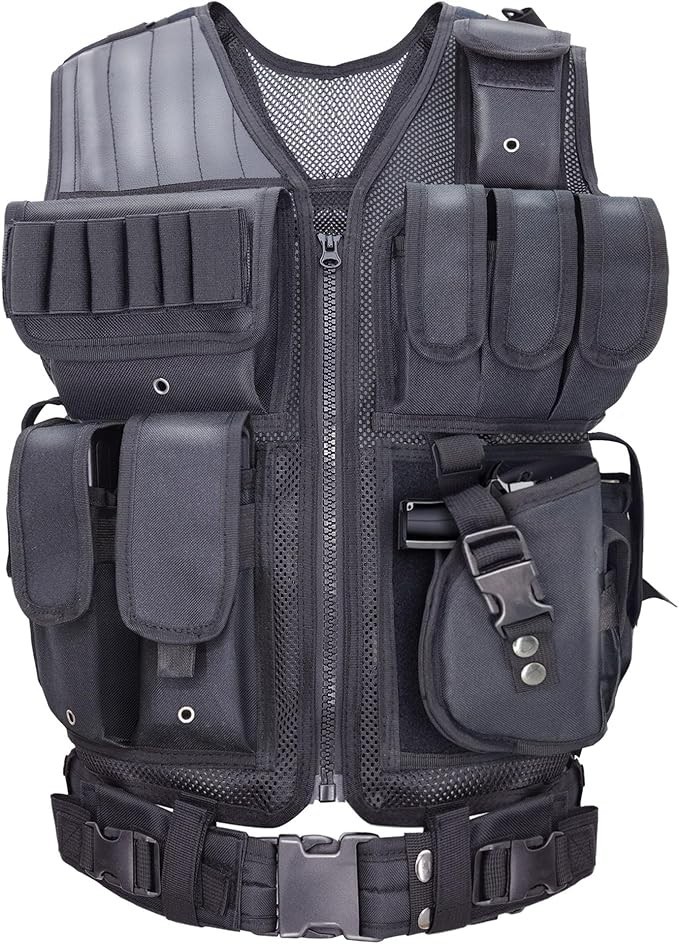 Tactical Vest Adult Adjustable Lightweight Airsoft Paintball Training Black