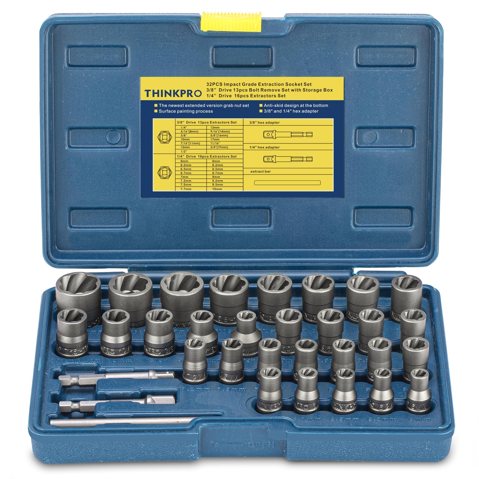 Bolt Extractor Kit, 32PCS Rounded Bolt Remover, Extractor Socket Set for Remo