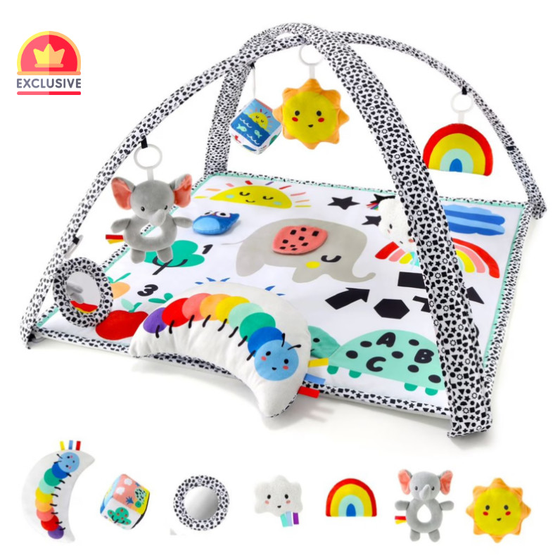 Baby Einstein Kickin' Tunes 4-in-1 Infant Gym & Tummy Time Mat, Multicolor