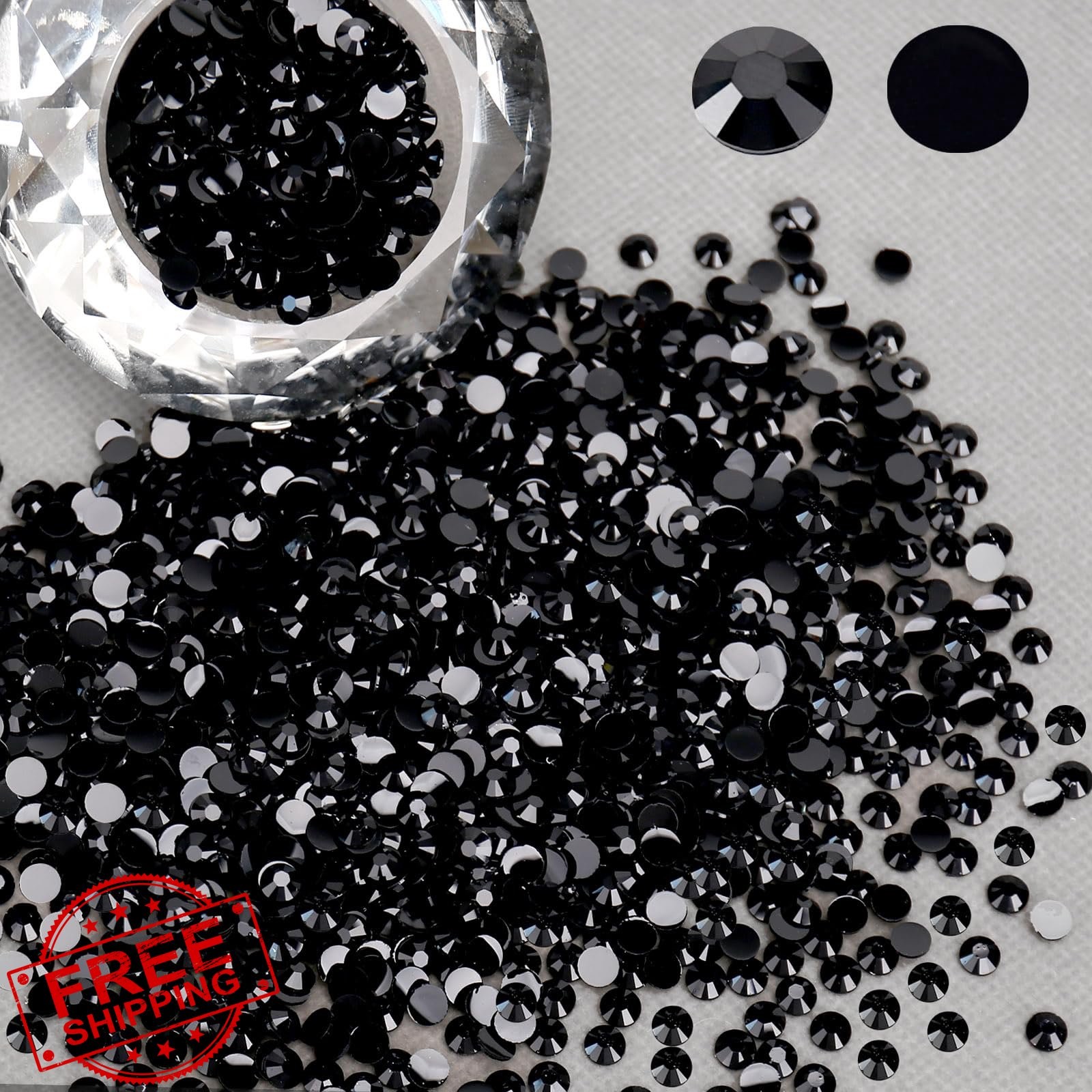 2000PCS Black 5mm Resin Flat Back Rhinestones Non Hotfix DIY Crafts
