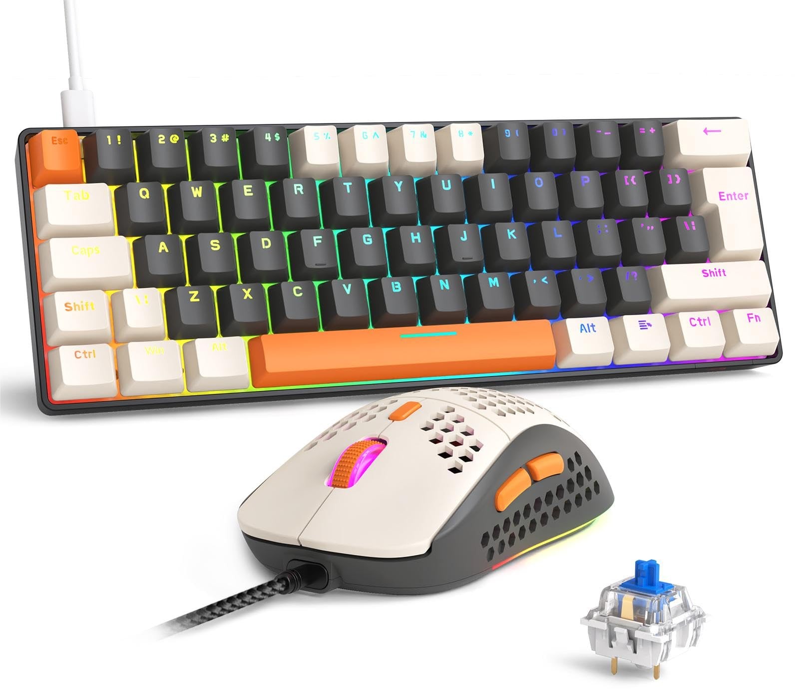 RK-T60 60% TKL Mechanical Gaming Keyboard RGB Backlight Linear Red Switches