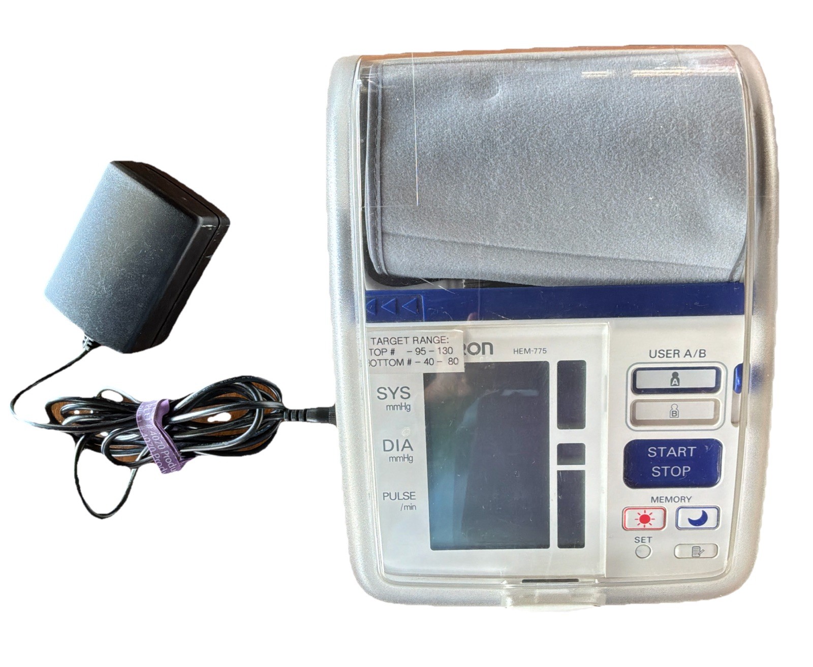 Omron HEM-775 Automatic Blood Pressure Monitor w/Cuff AC Adapter Tested