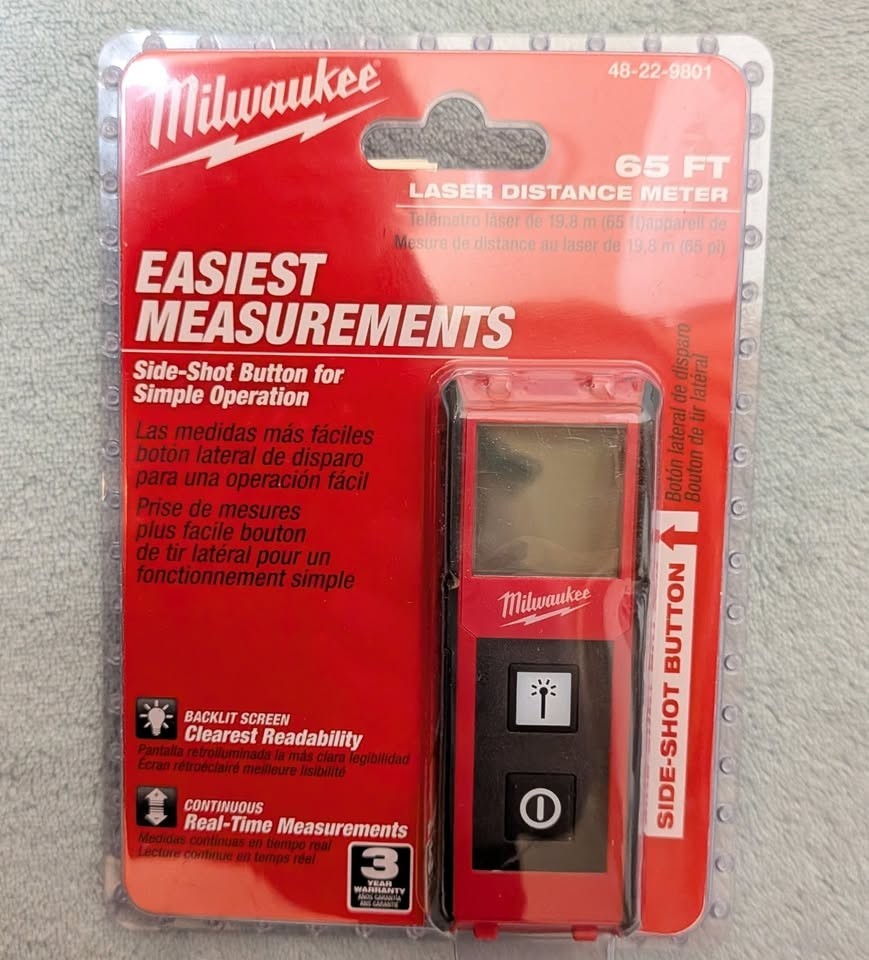 Milwaukee 48-22-9801 65ft Digital Laser Distance Meter Backlit Screen - New