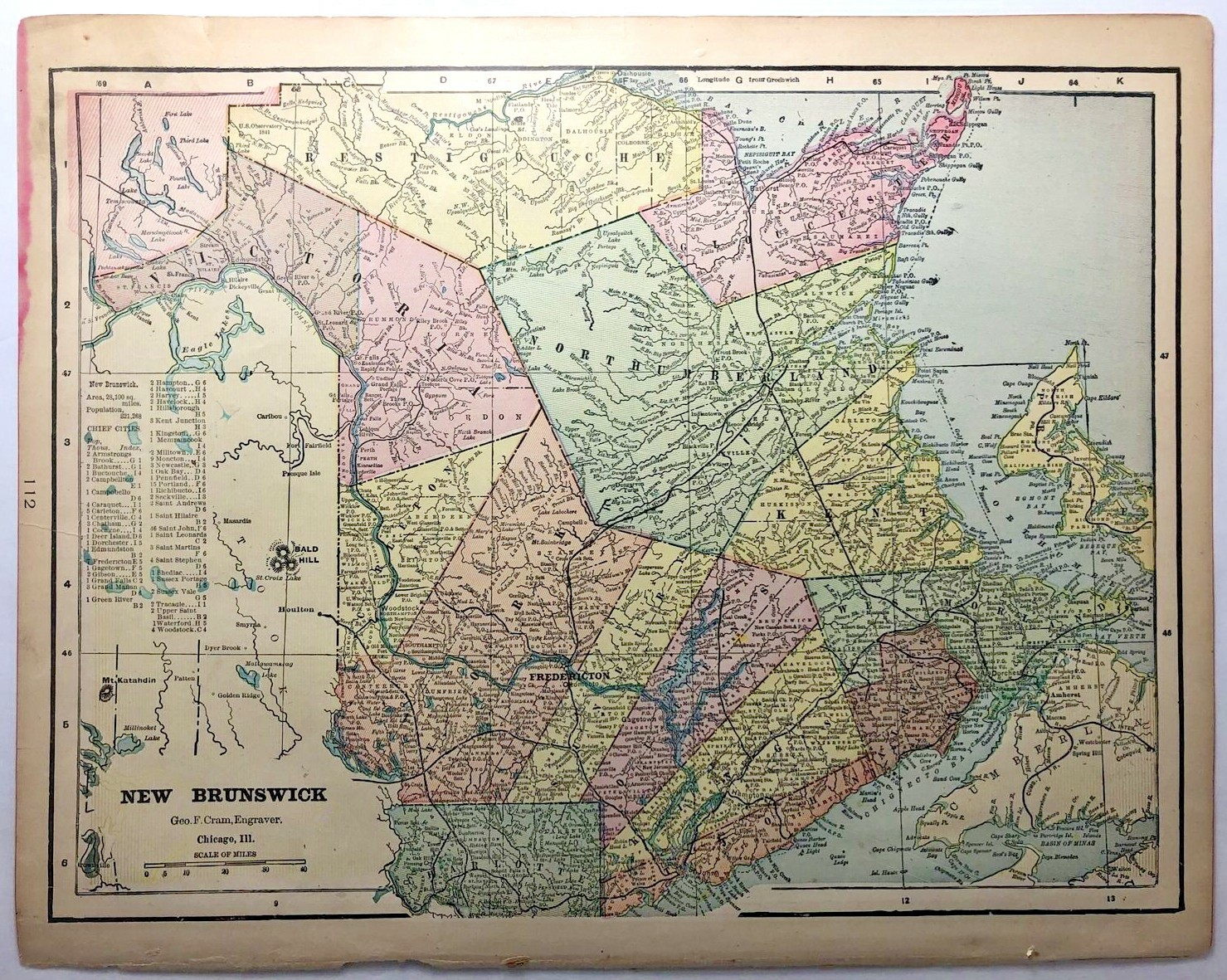 Vintage NEW BRUNSWICK Atlas Map Old Antique Pictorial Atlas of the US & World