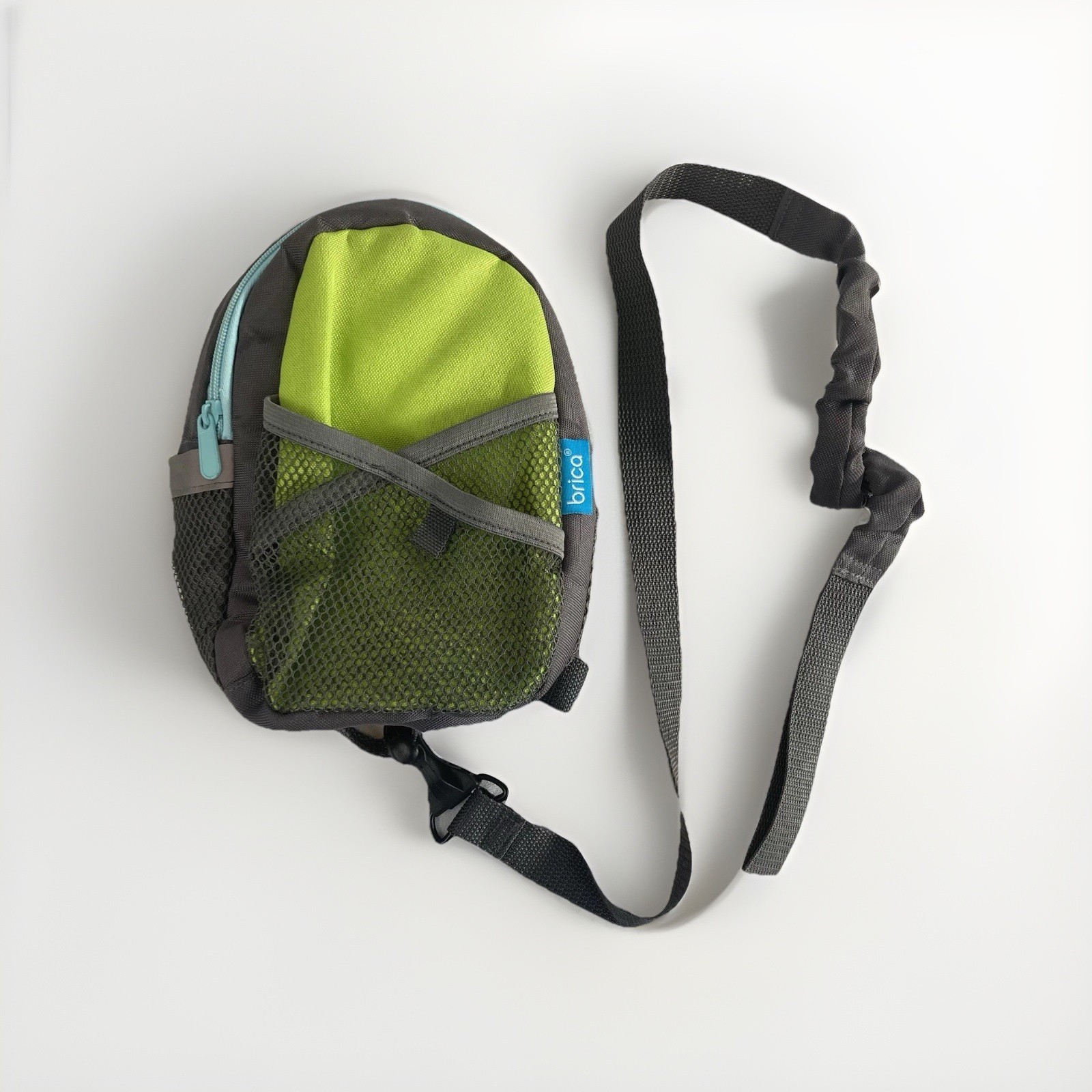 BRICA Munchkin By-My-Side Safety Harness Small Backpack Gray Lime Green Teal