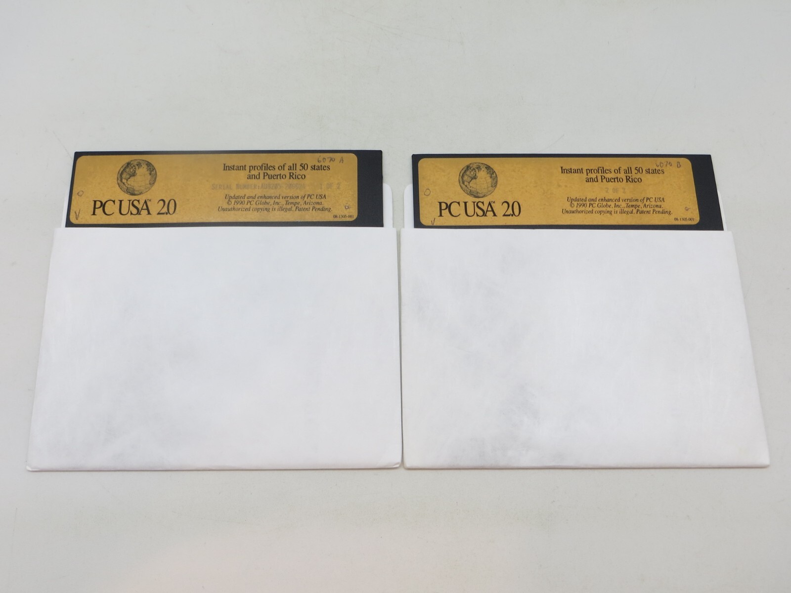 5.25" Floppy Disks PC USA 2.0 Vintage 1990 Computer Software discs PC GLOBE