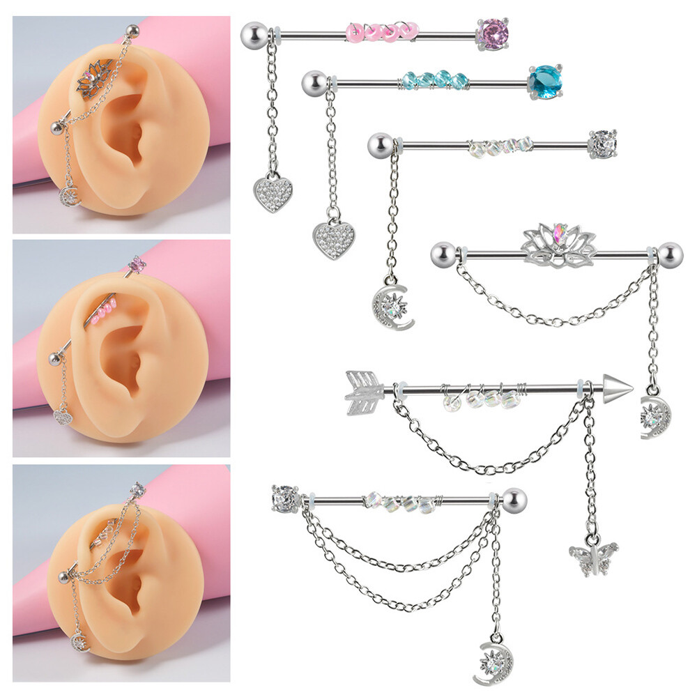 1x Cartilage Earrings Ring Surgical Steel Straight Barbell Piercing Ear Jewelry∂