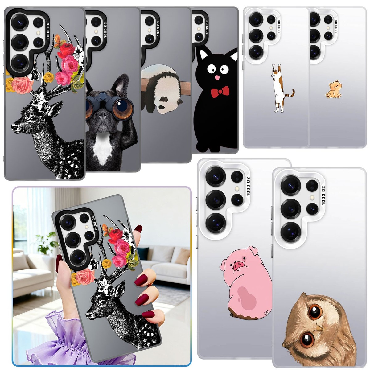 For Samsung S25 Ultra S24 Plus S26 S22 S23 PC Hard Cover Sweet Animal Phone Case