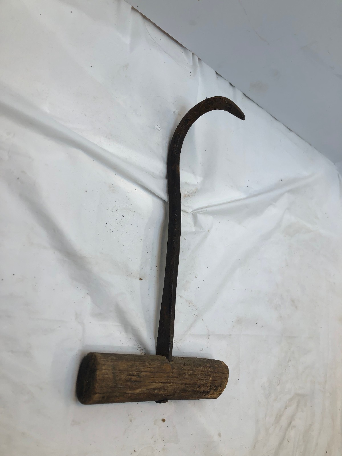 Antique Vintage HAY BALE HOOK Wood Handle Ice Meat Primitive Tool Farm Barn