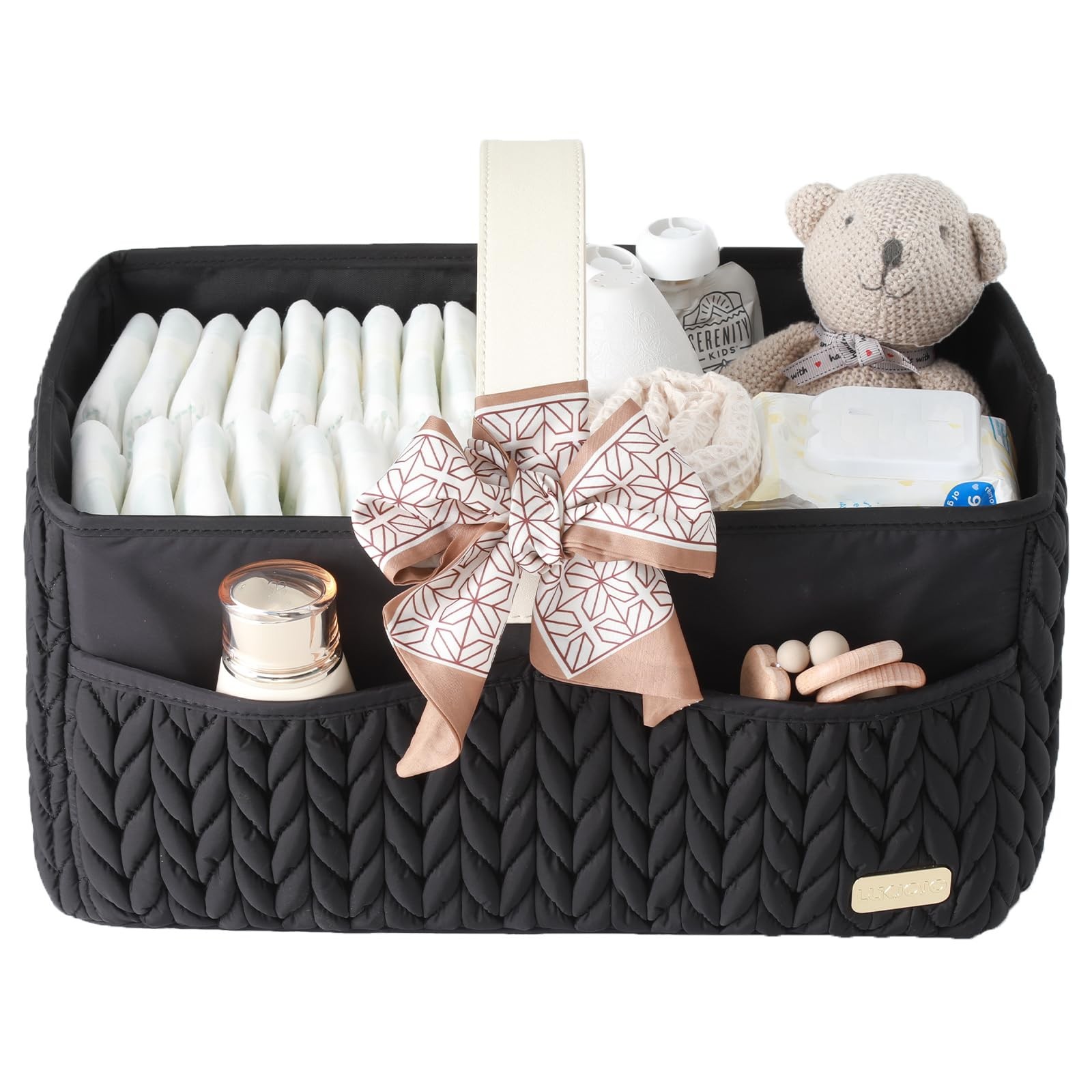 LUKJOJO Luxurious Baby  Caddy, Nursery Storage Basket for Newborn