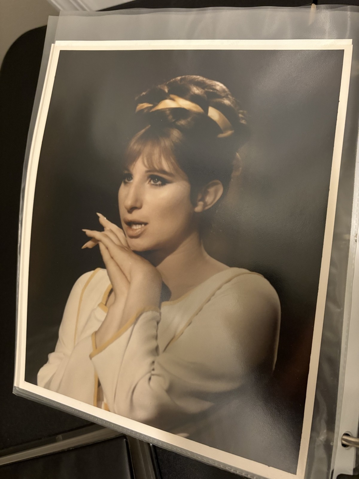 Vintage Barbra Streisand Movie Still Yellow Ribbon Updo Portrait Excellent Condi