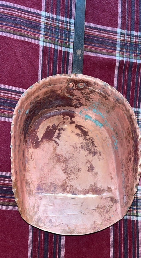 Antique Copper & Iron Hearth Shovel Hand Forged Ash Scoop 1800s  27" ASH Scoop