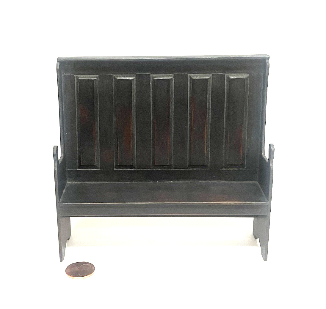 STAN GOULD DOLLHOUSE MINIATURE HAND CRAFTED PANEL BENCH