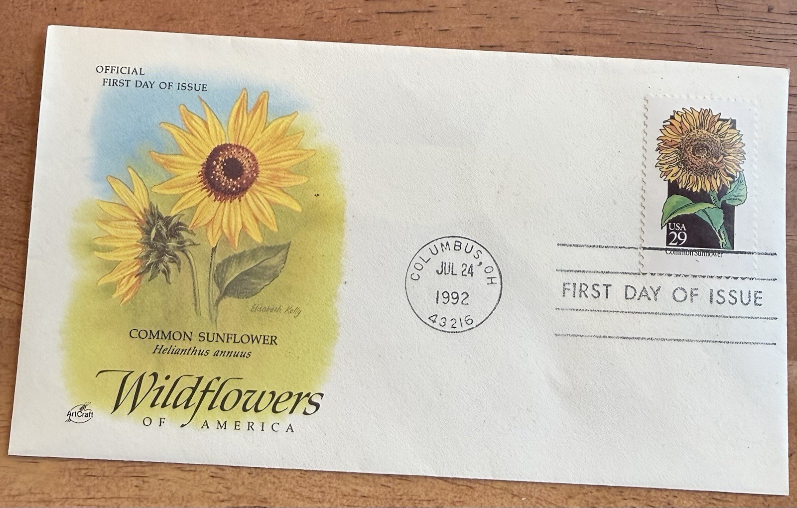 USA SC # 2666 Common Sunflower FDC . Artcraft Cachet