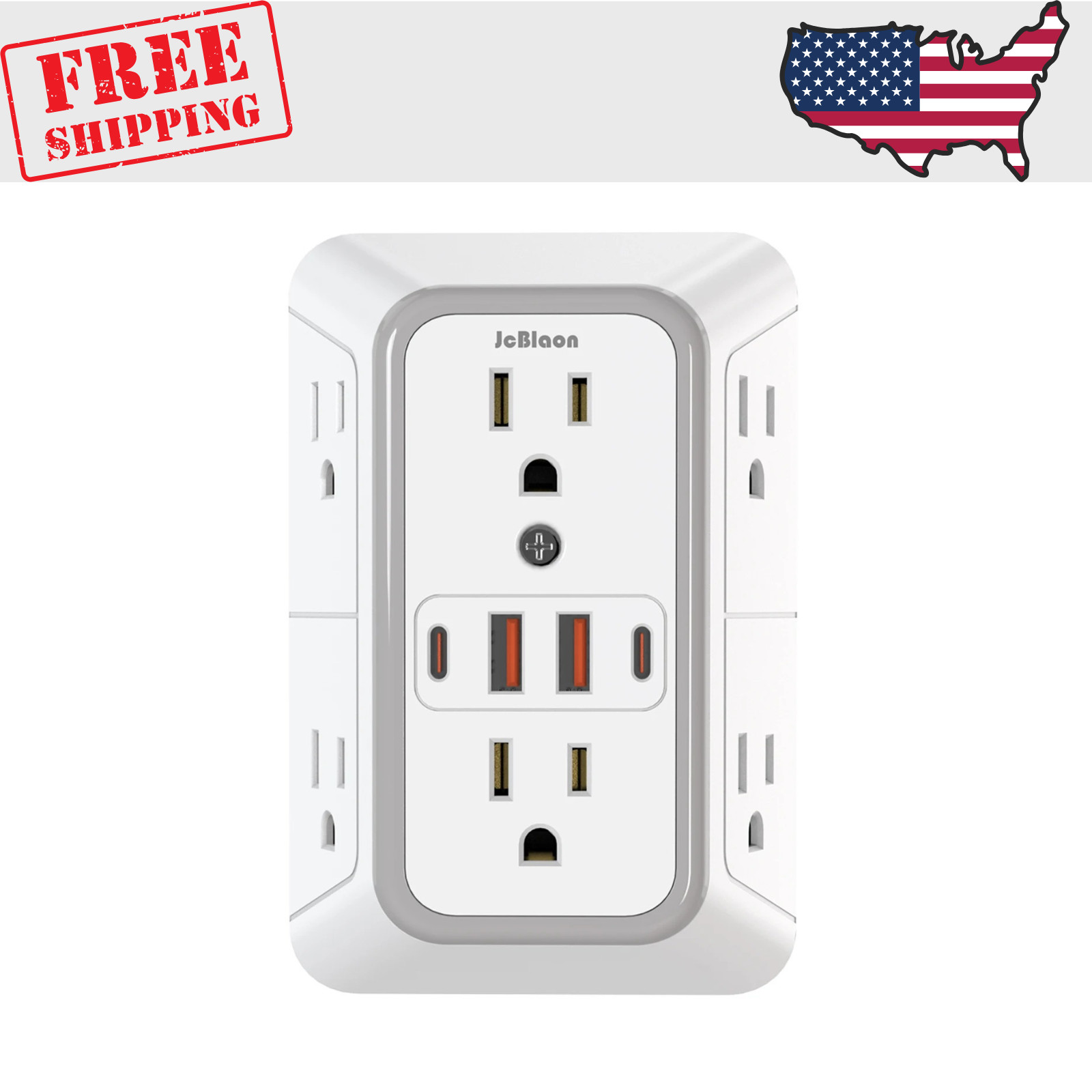 6 Outlet Extender Surge Protector Multi Plug Wall Adapter USB Charger Ports with