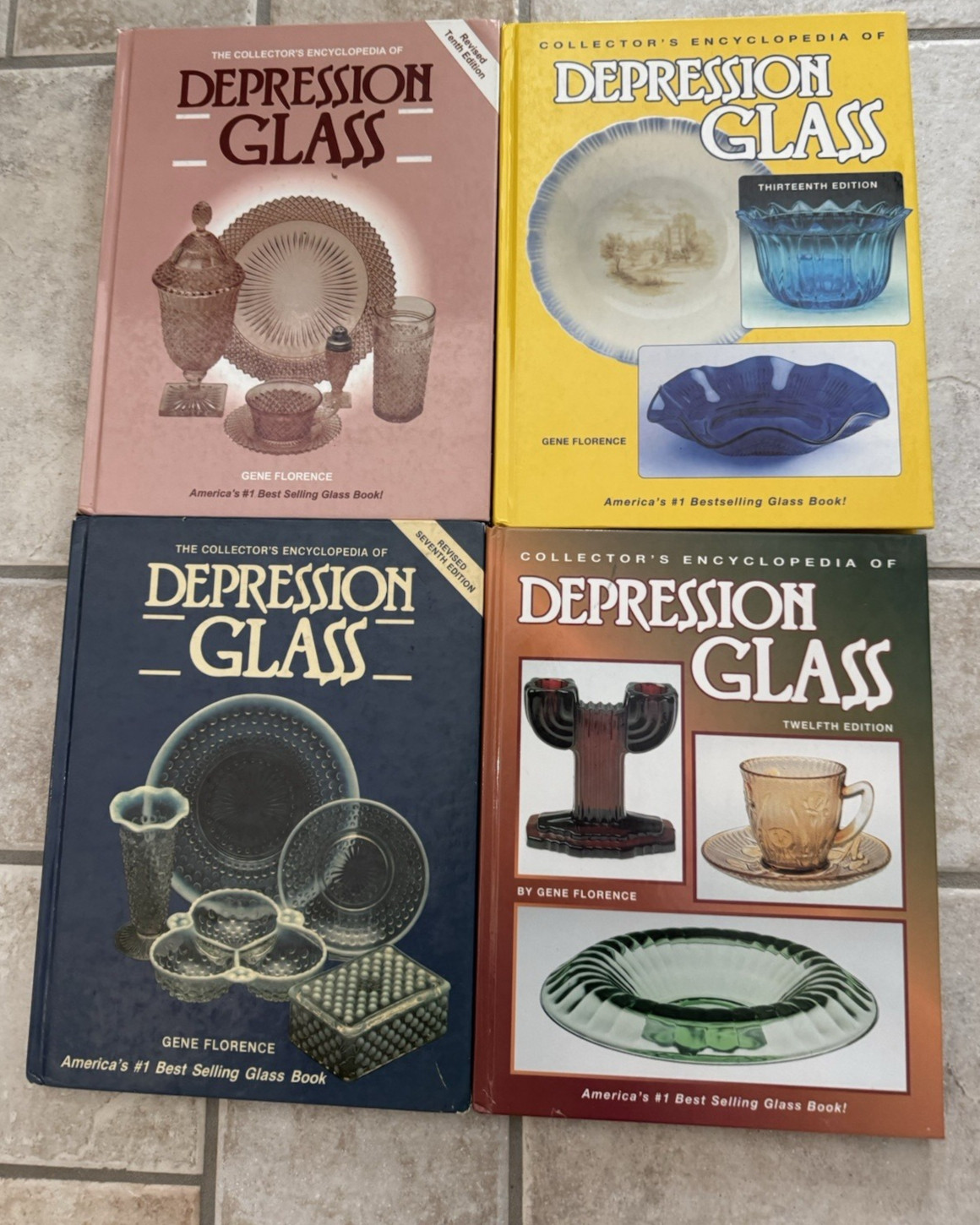 4 Collectors Depression Glass Identification Books Price Guides by Gene Florence