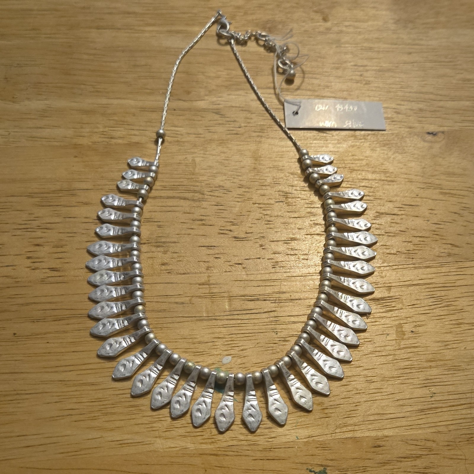 37 grams sterling Silver Ethnic Statement Leaf Pendant Necklace