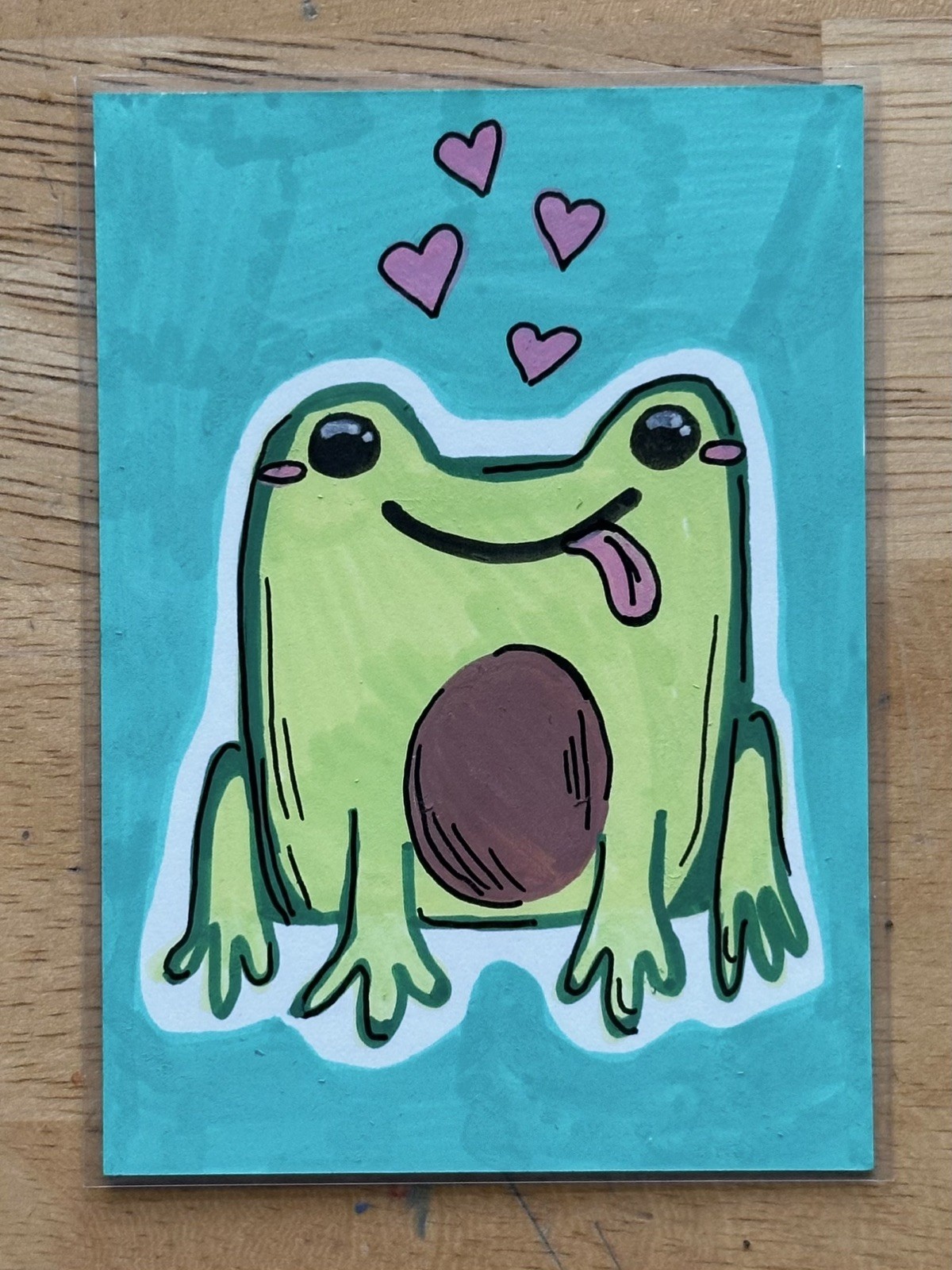 Original ACEO Art Card Avocado Frog “Avofrogo ” (2.5”x3.5”) by Taylor Green