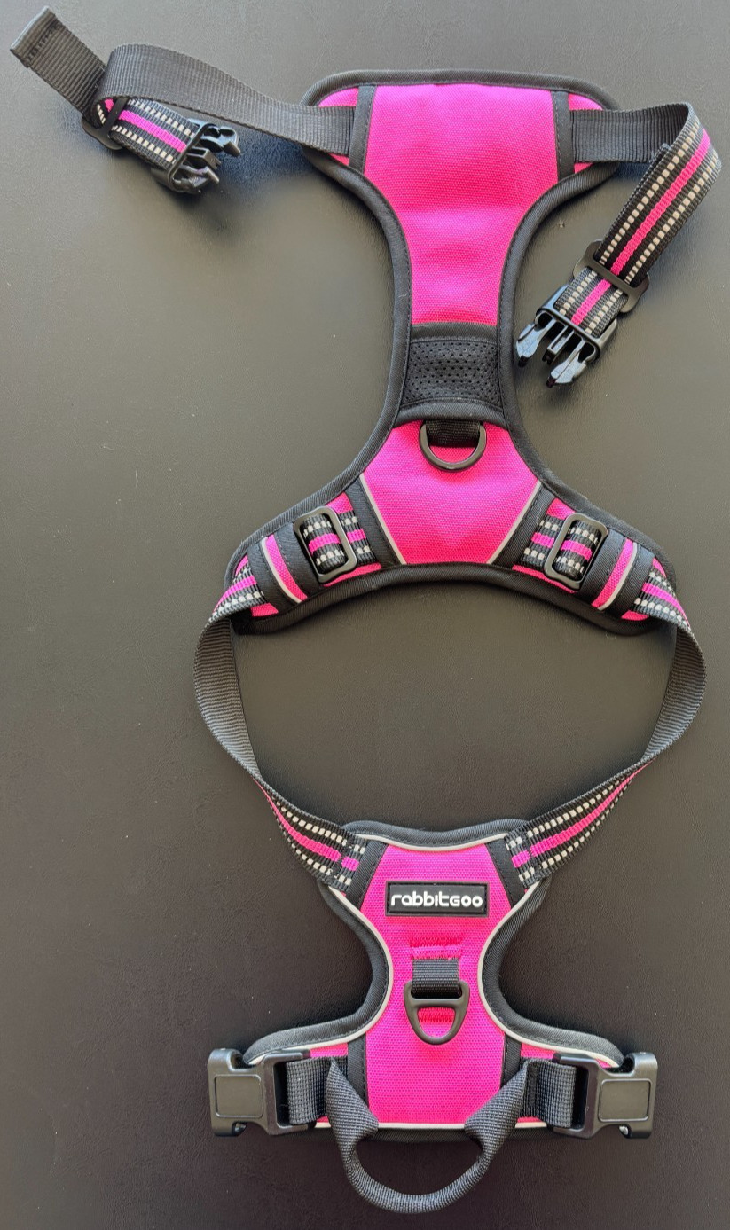 Rabbitgoo Pink Escape Proof No Pull Dog Harness Size M with Free Red Collar
