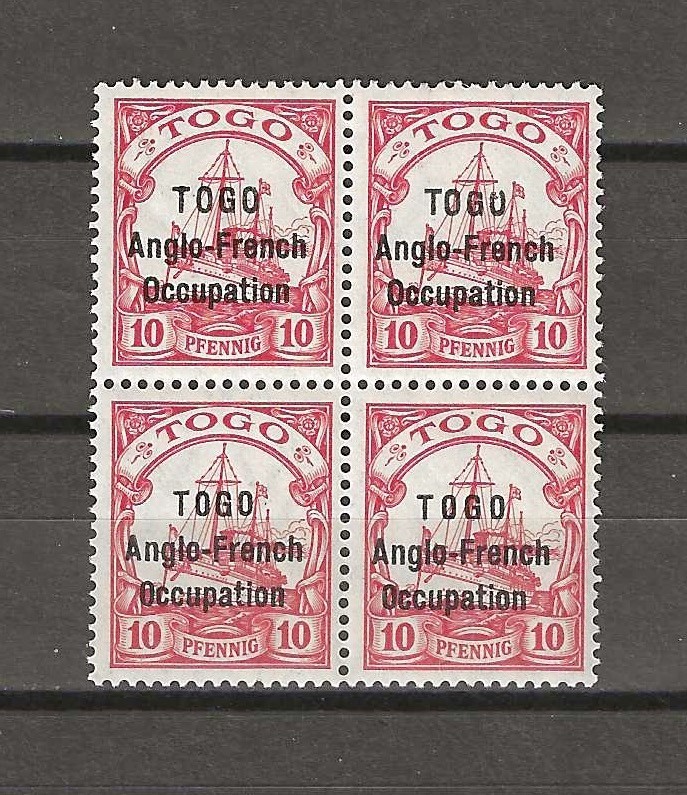 TOGO 1915 SG H31 + H31b 10pf Carmine MINT CERT