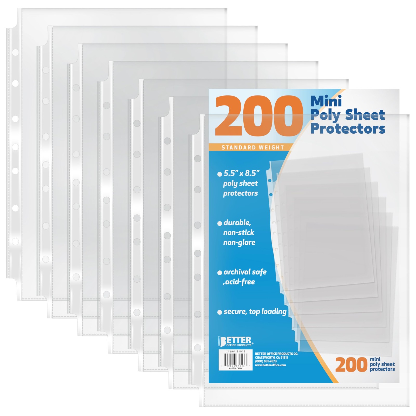 Better Office Products 200 Count Mini Poly 5.5 x 8.5 inch, Diamond Clear 