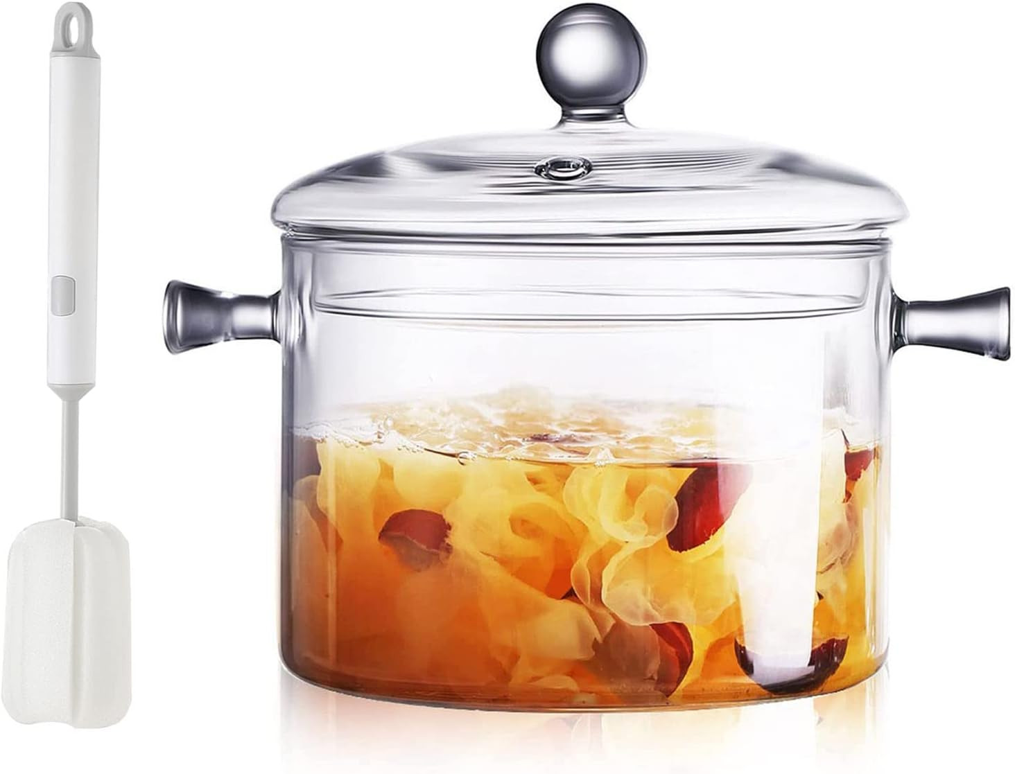 Clear Glass Simmer Pot for Stove Potpourri Cooking Saucepan with Cover Cookware 