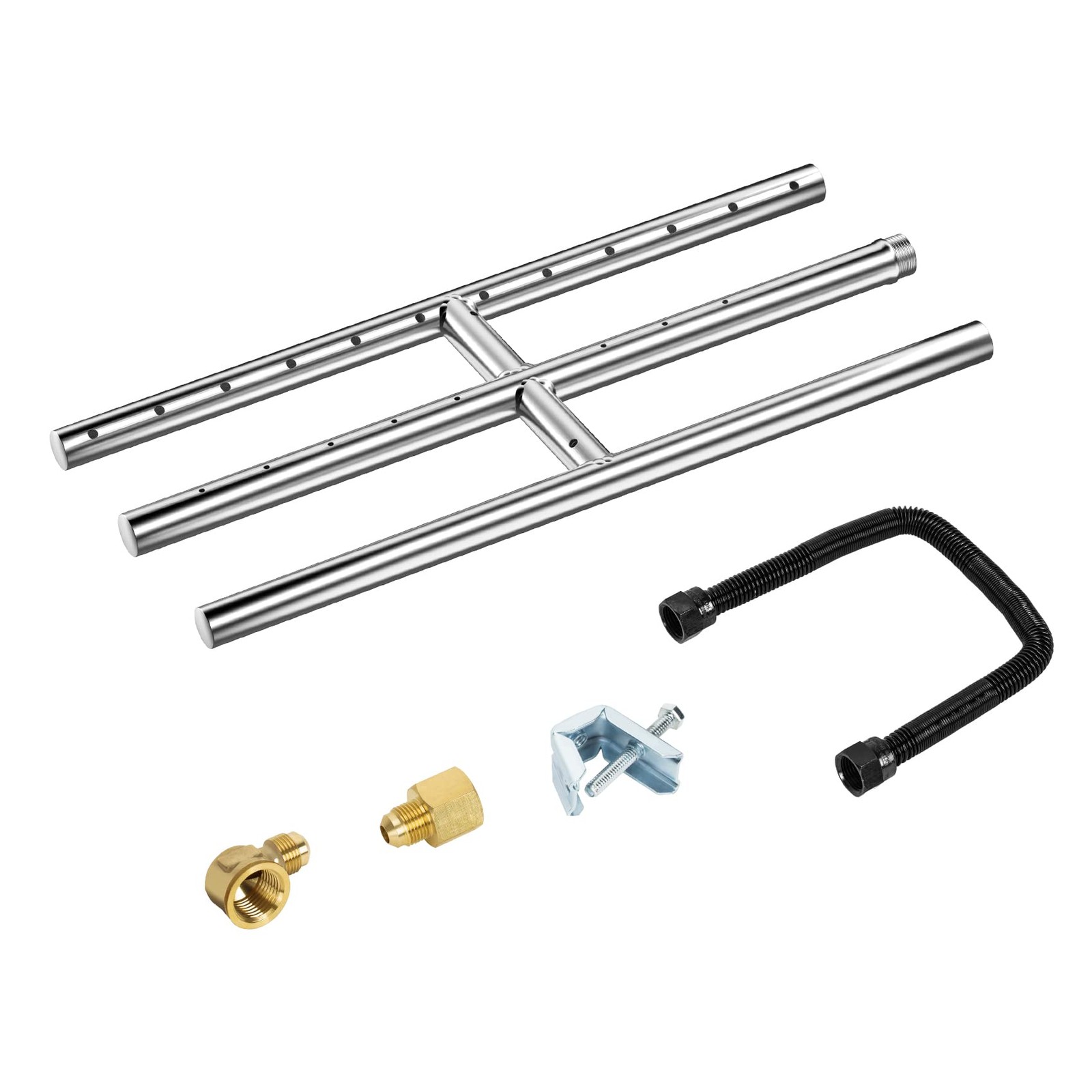 Skyflame 12" x 6" Rectangular Gas Fire Pit and Fireplace H-Burner 12”, Silver 