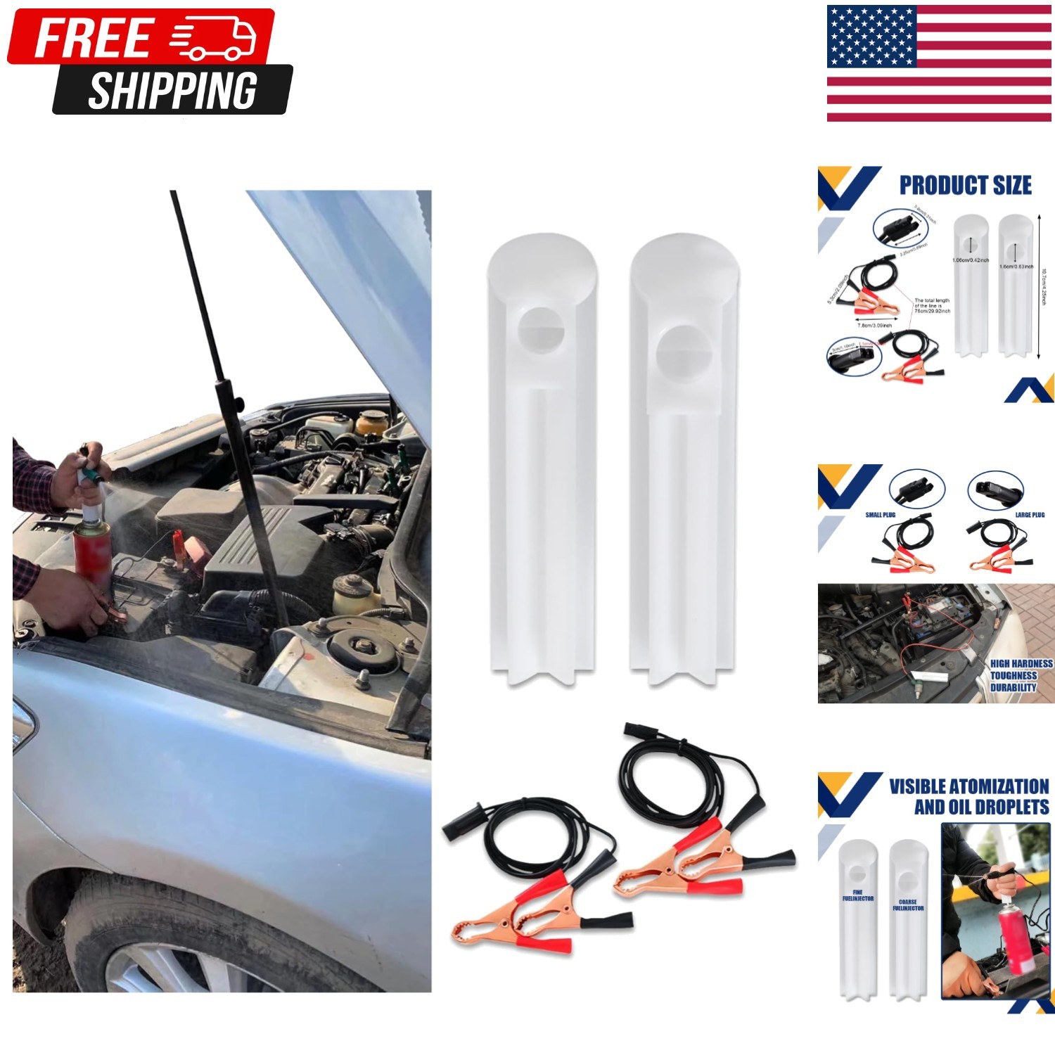 4Pcs Fuel Injector Cleaner Kit, Universal Fuel Injector Flush Cleaner Adapter...