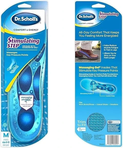 Dr Scholls Stimulating Step Massaging Gel Insoles for Men Size 8-13