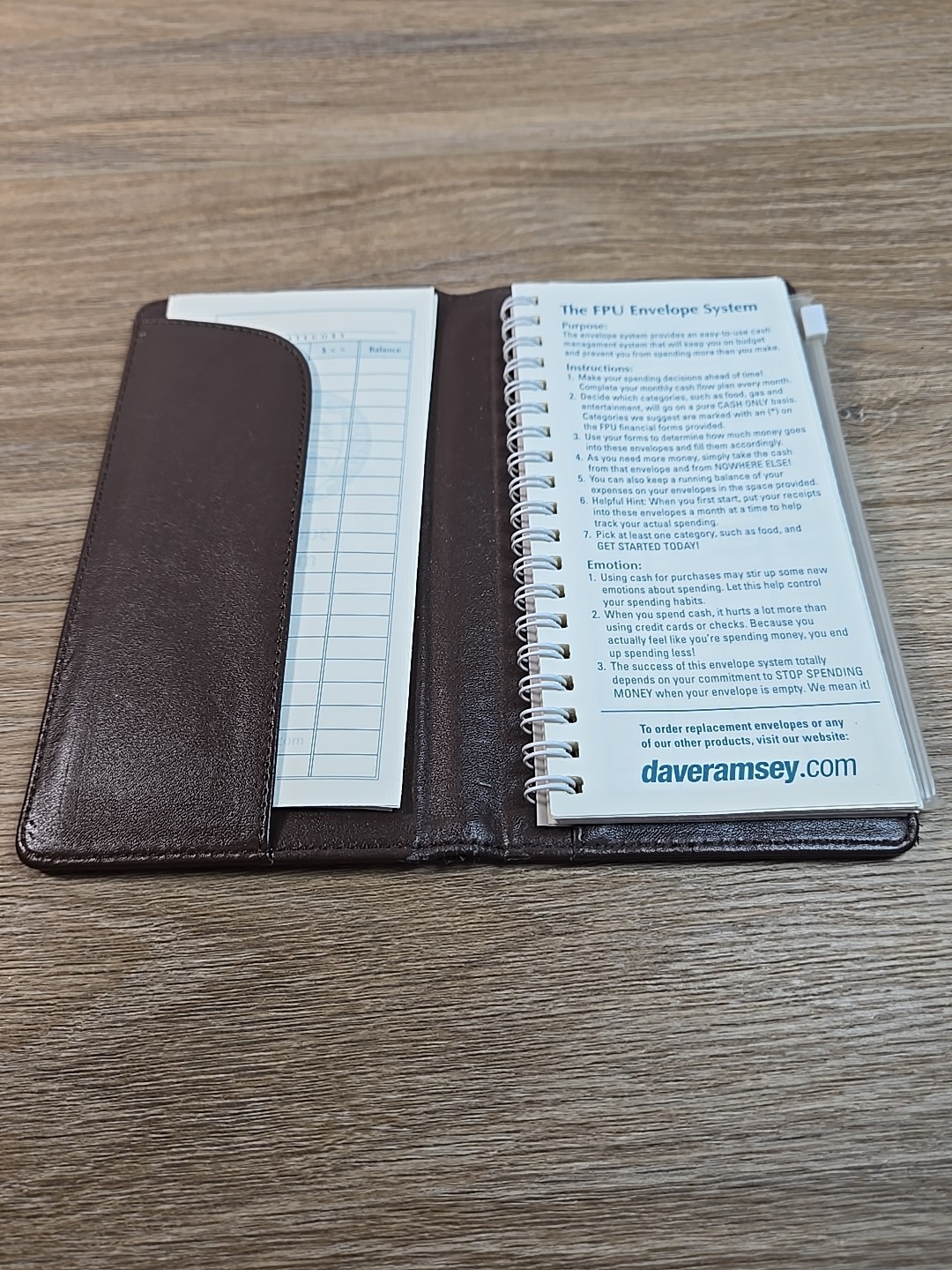 Dave Ramsey Financial Peace University Starter Envelope System Brown Wallet