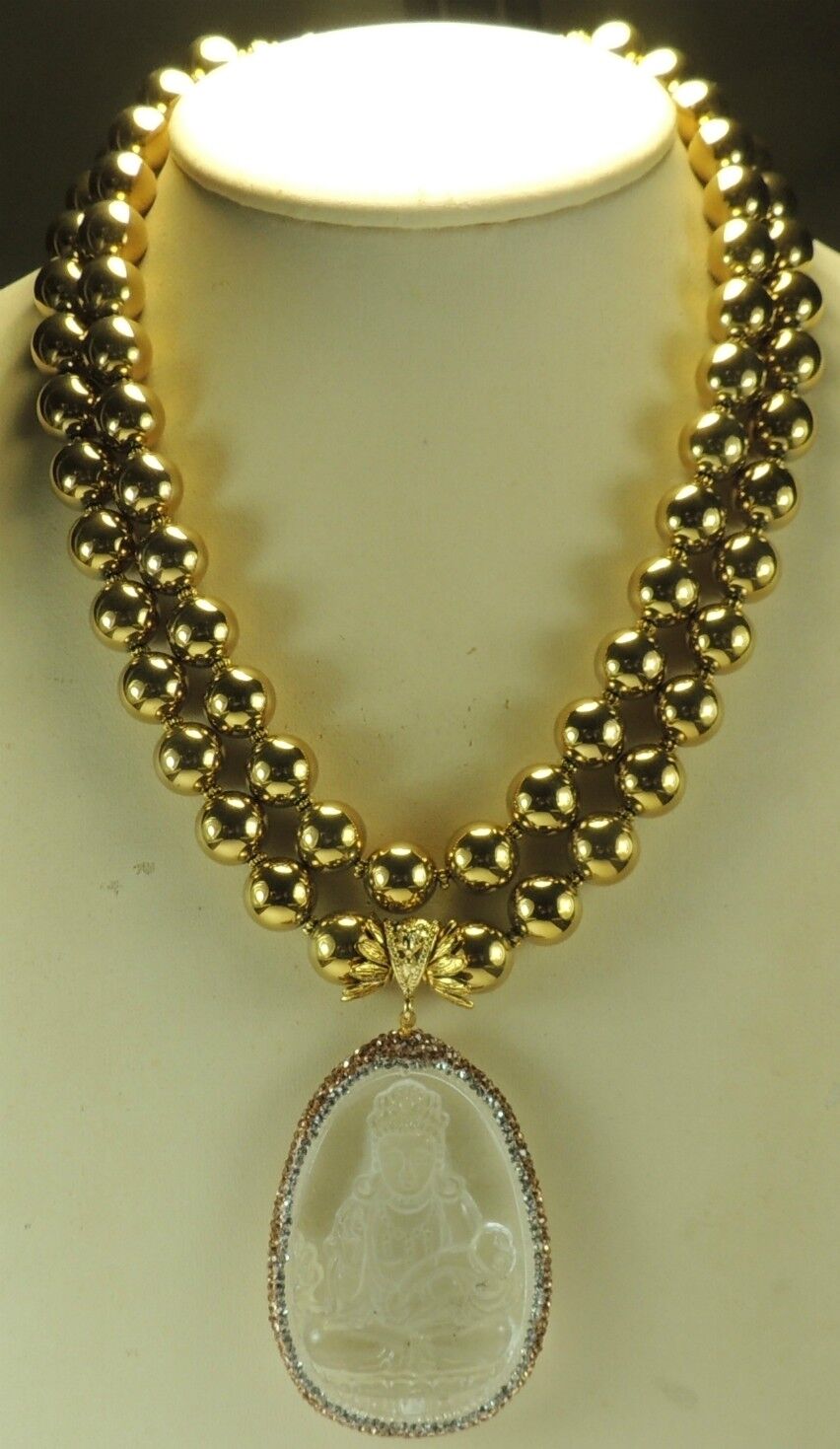 Statement 2 Strand Gold Hematite 12mm Bead Necklace  Mother of Bride