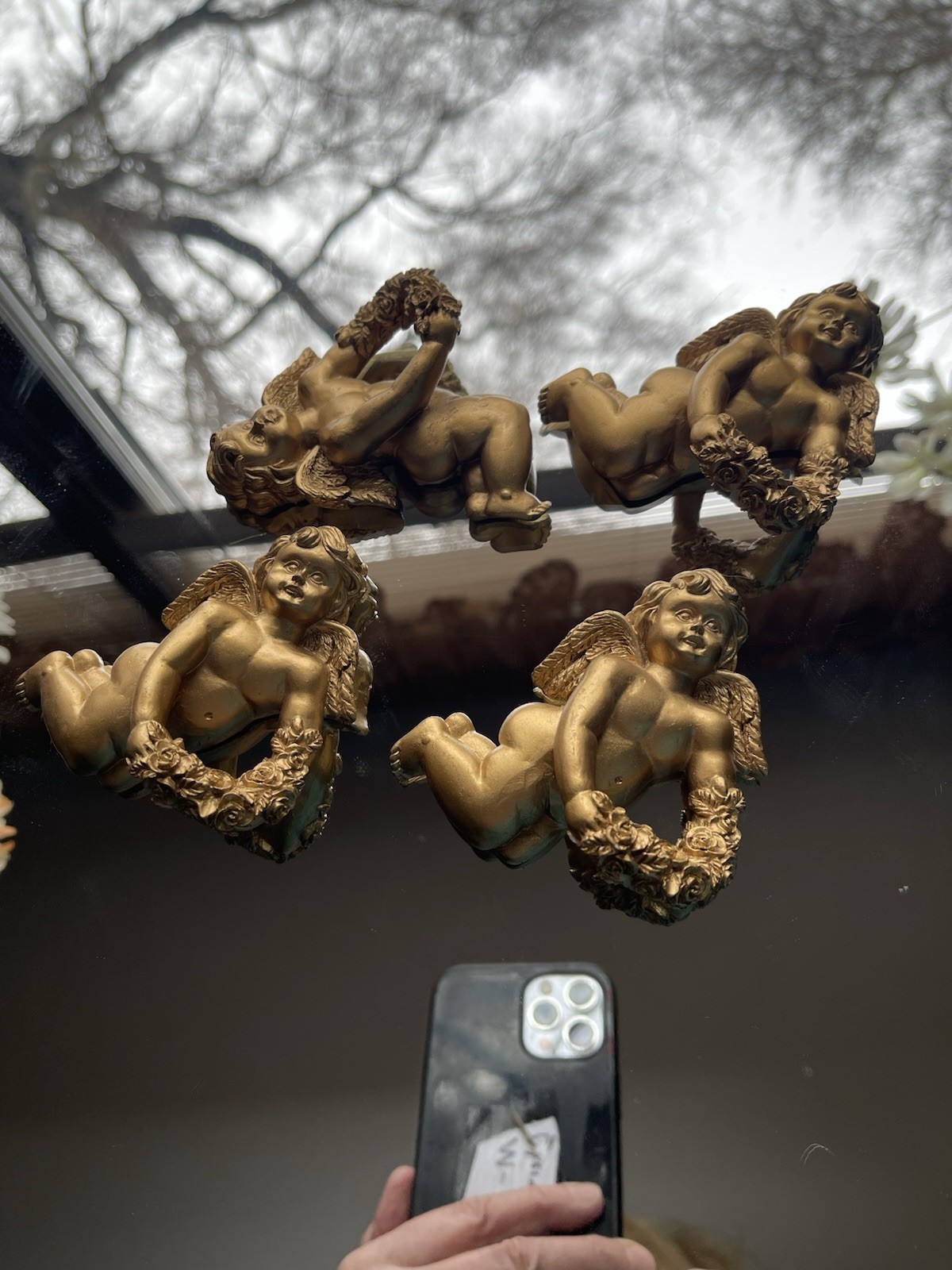 Gold, Cherub Napkin Rings, Set Of 4 -Made Out Of ￼Resin ￼