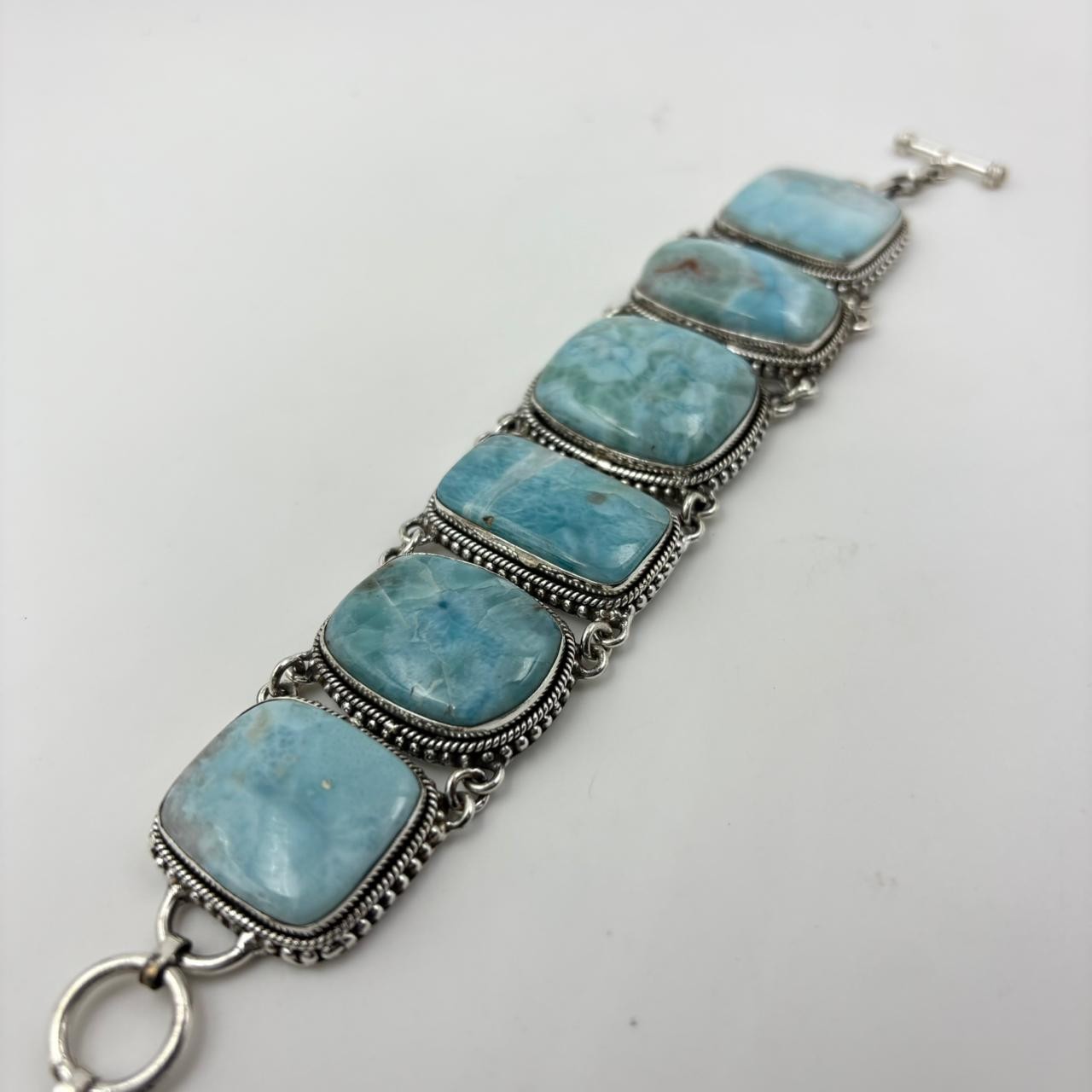Natural Larimar Bracelet, Sterling Silver, Light Blue Stone Bracelet, Gift Item*