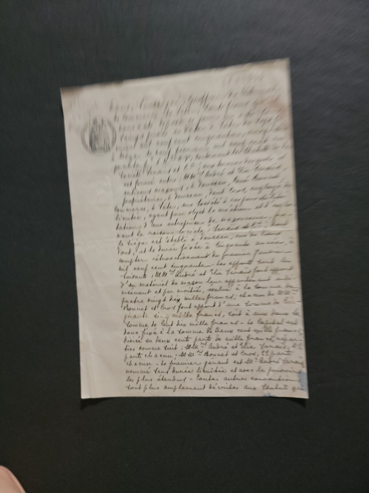 Antique French Document – Double-Sided Signed Manuscript Page – Historical Ephem